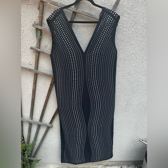 H&M RHINESTONE DECORATED DRESS Navy blue/Silver-coloured - Picture 6 of 13